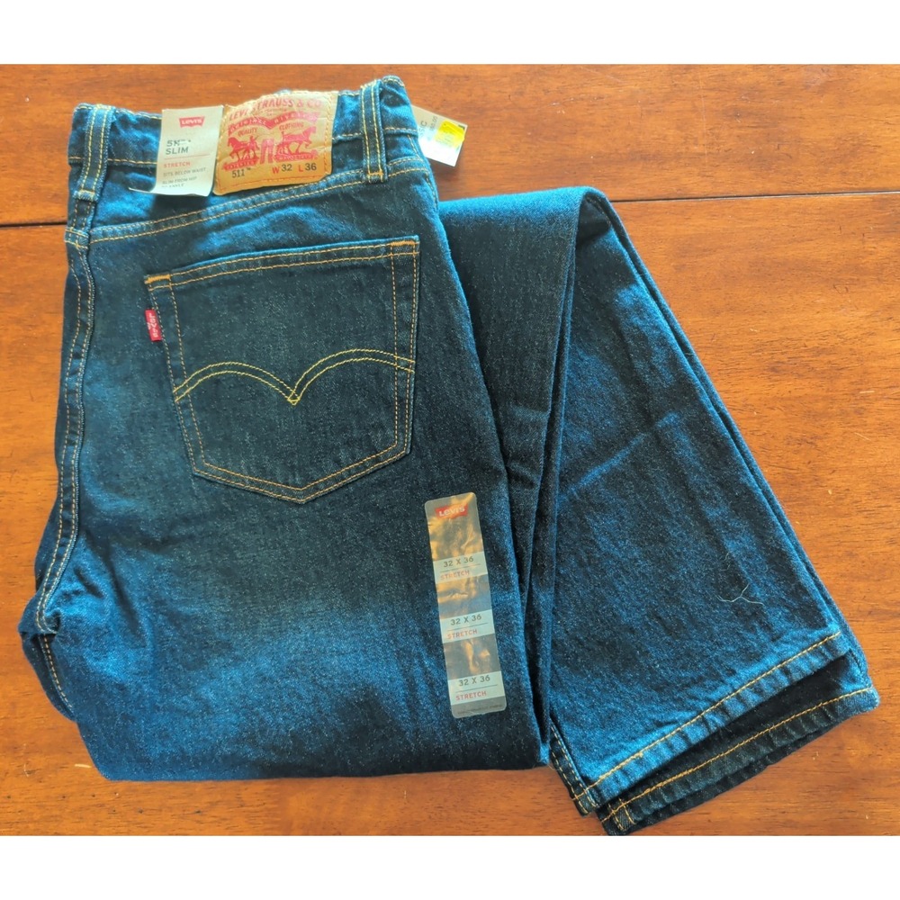 Levis Womens 511 Slim Jeans Western Cut Dark Blue Denim W32 L36 NWT